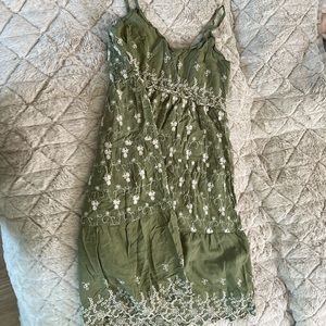 Jessica Simpson green floral dress.